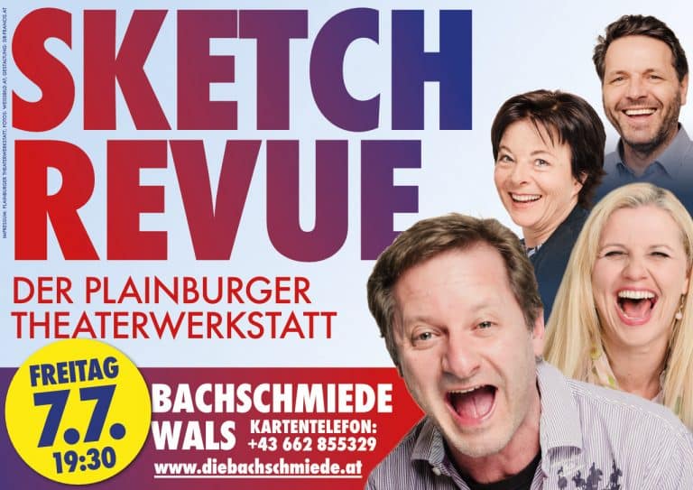 Sujet der Sketch-Revue, lachende Gesichter